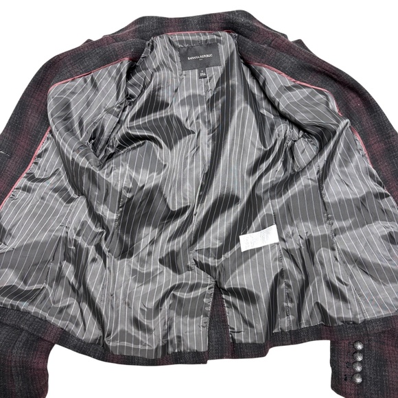 jacket blazer BANANA REPUBLIC XS/S cropped plaid wool blend classic boho indie - Picture 6 of 15